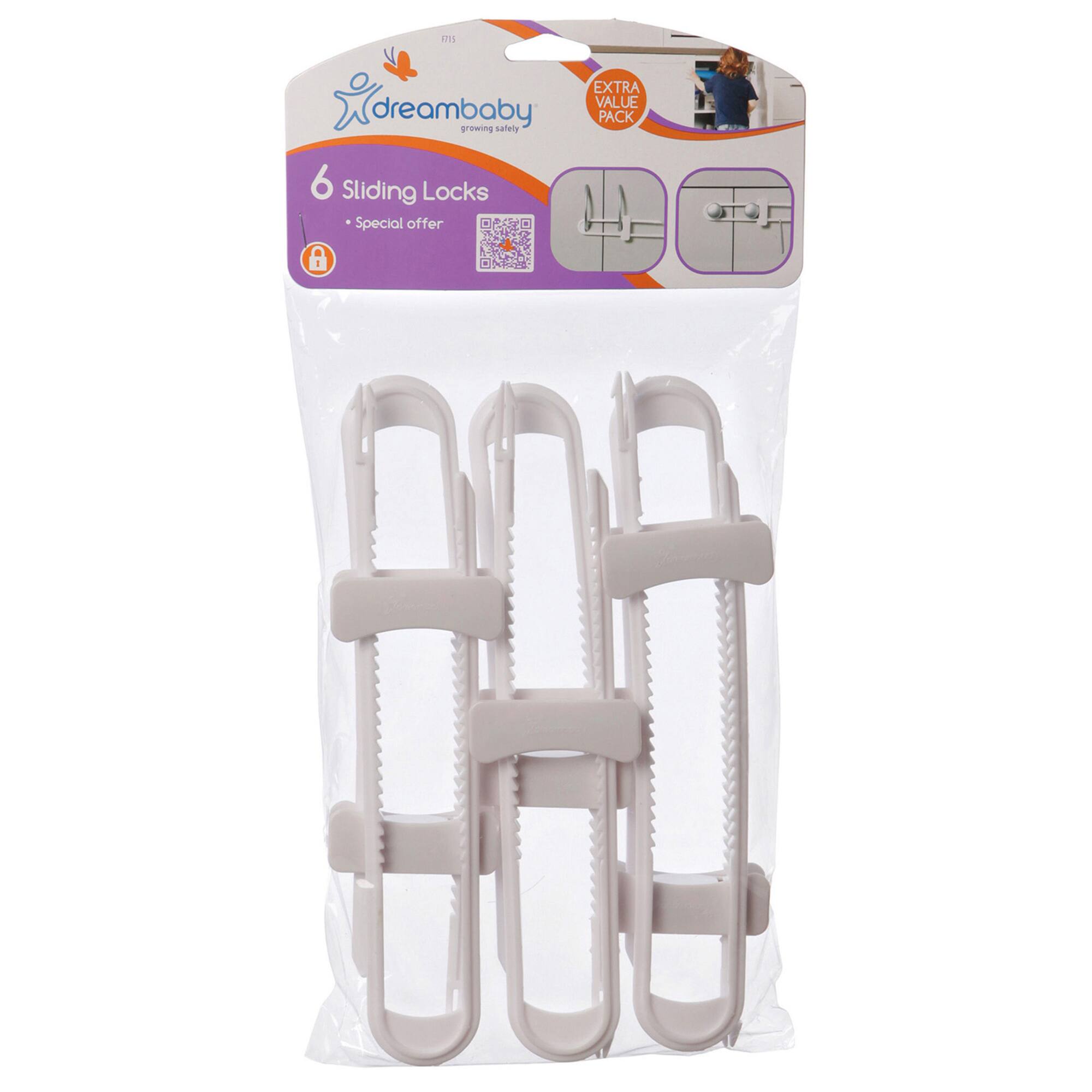 Dreambaby® White Cabinet Sliding Locks, 2 Packs of 6